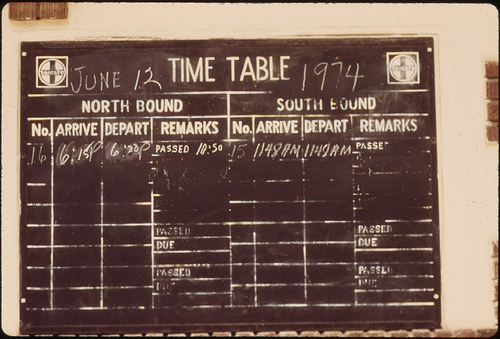 Timetable at Pauls Valley, Oklahoma ... June 1974