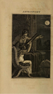 The elements of astronomy; 1823 a women teaching a young girl to use a telescope to study the moon. Used in Kim Tooley's "The Science Education of American Girls" as evidence for the argument that in the early 19th century science was for girls while classics was for boys.